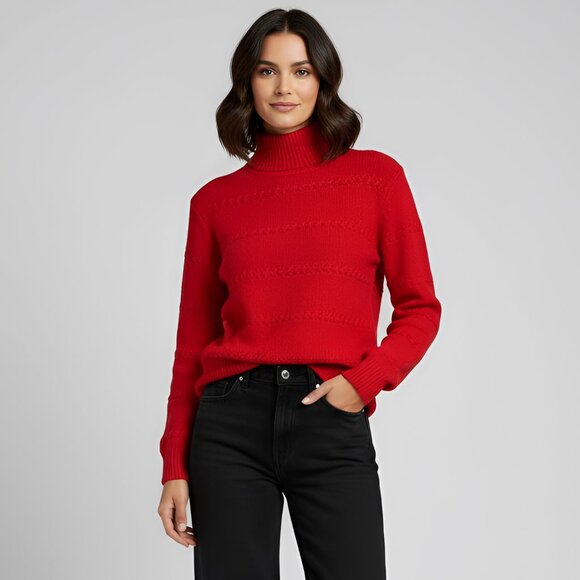 Ann Taylor Red Cable Knit Mock Neck Sweater XS - Picture 1 of 4